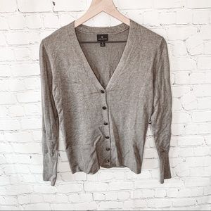 Worthington V-Neck Button Up Cardigan Taupe Heather Size Small NWT